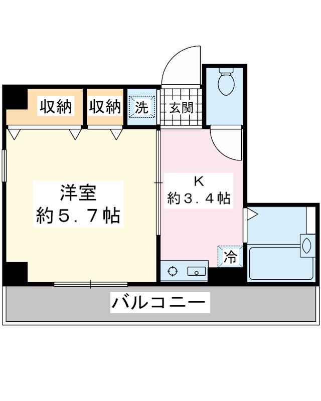 レクス123(1K/4階)の間取り写真