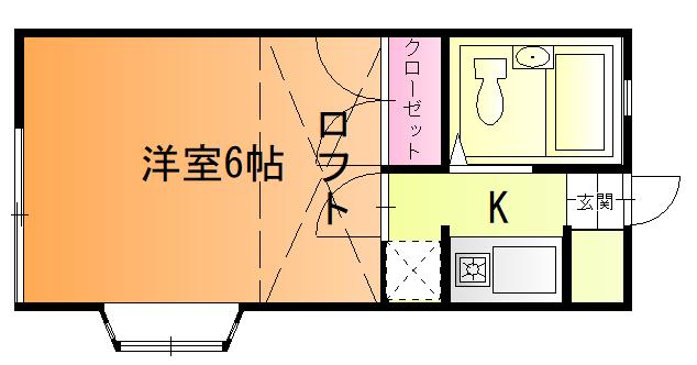 ロジュマン木崎(1K/1階)の間取り写真