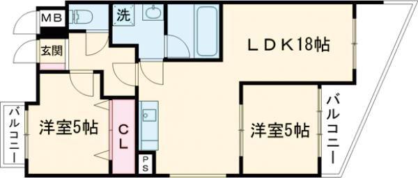 ビバリーハウス青谷弐番館(2LDK/3階)の間取り写真