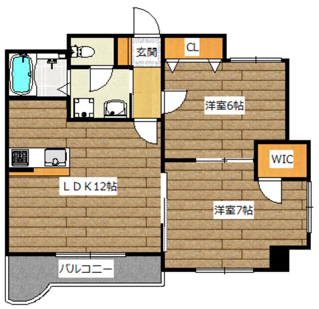 アルシェ高槻(2LDK/2階)の間取り写真