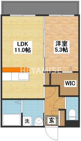 ユーミー岩松A棟(1LDK/1階)の間取り写真