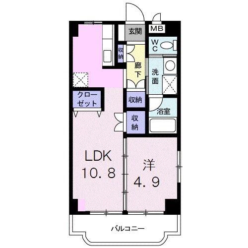 プレジャー(1LDK/4階)の間取り写真