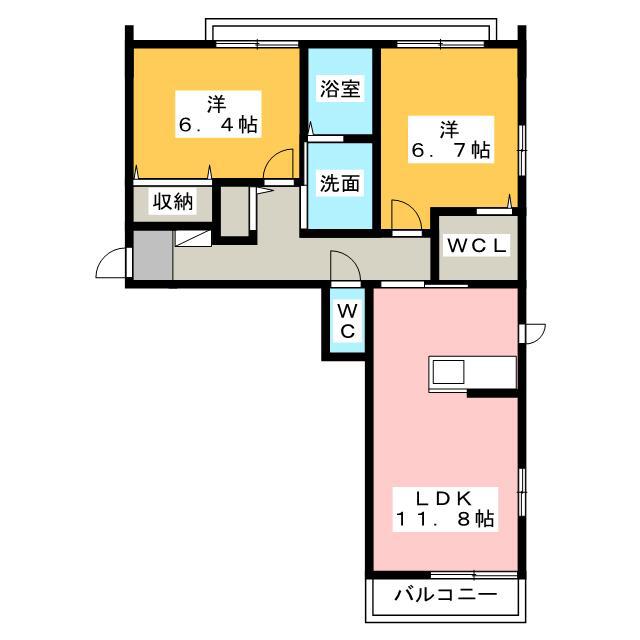 レガロ デル ソーレ(2LDK/1階)の間取り写真
