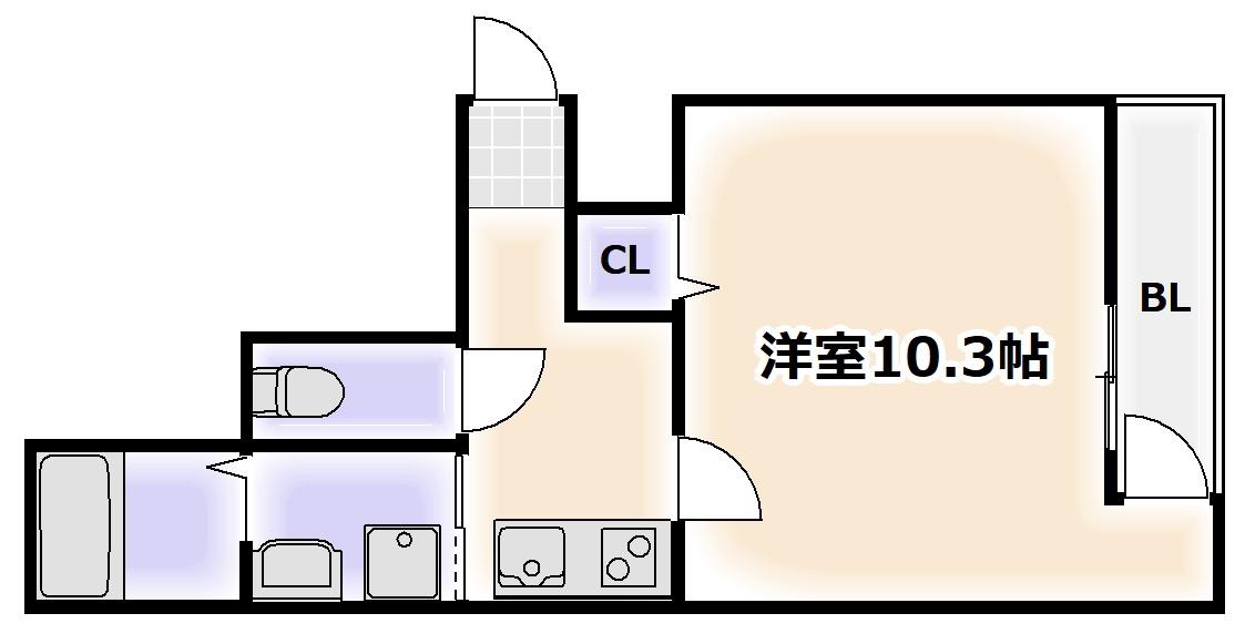 フジパレス遠里小野II番館(1K/2階)の間取り写真