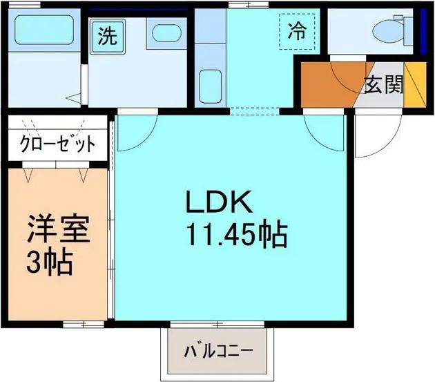 クレジュール(1LDK/2階)の間取り写真