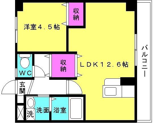 シーガルハウス(1LDK/1階)の間取り写真
