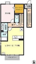 ローズグリーン香流(1LDK/2階)の間取り写真