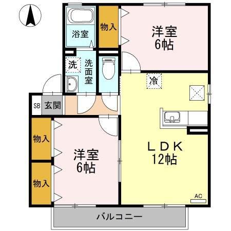 エスペランサTATSUMI(2LDK/1階)の間取り写真