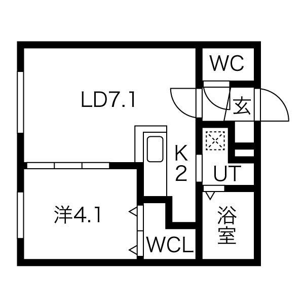 FLAP平岸(1LDK/3階)の間取り写真