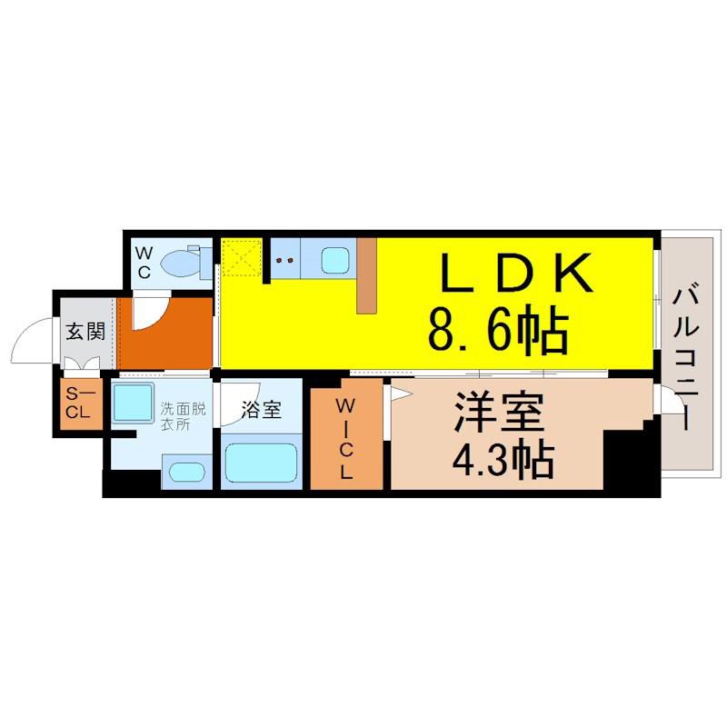 BLESTON COURT KANAYAMA(1LDK/5階)の間取り写真