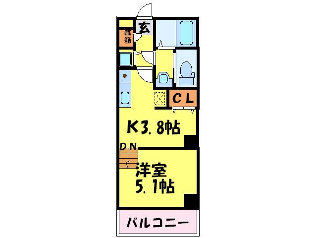 SPAZIO大橋(ワンルーム/3階)の間取り写真