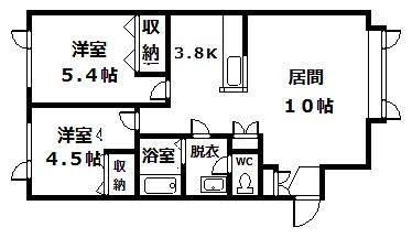 フォルテI(2LDK/2階)の間取り写真