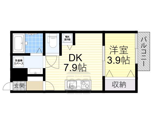 クレアトゥール岸辺1(1DK/1階)の間取り写真