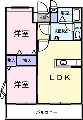 ブランミュール(2LDK/2階)の間取り写真