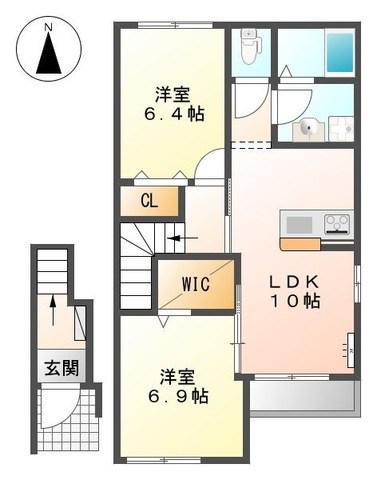 エスペランサYSK(2LDK/2階)の間取り写真