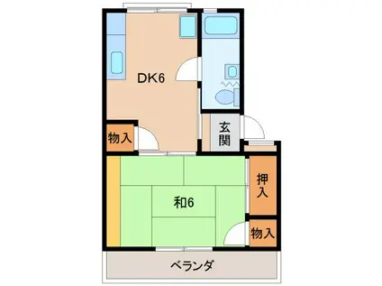 太田団地A(1DK/3階)の間取り写真