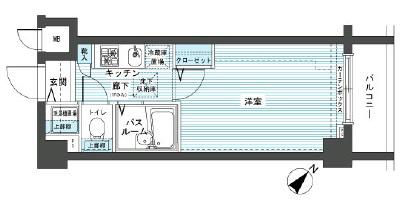 フェニックス新横濱エオール(1K/6階)の間取り写真