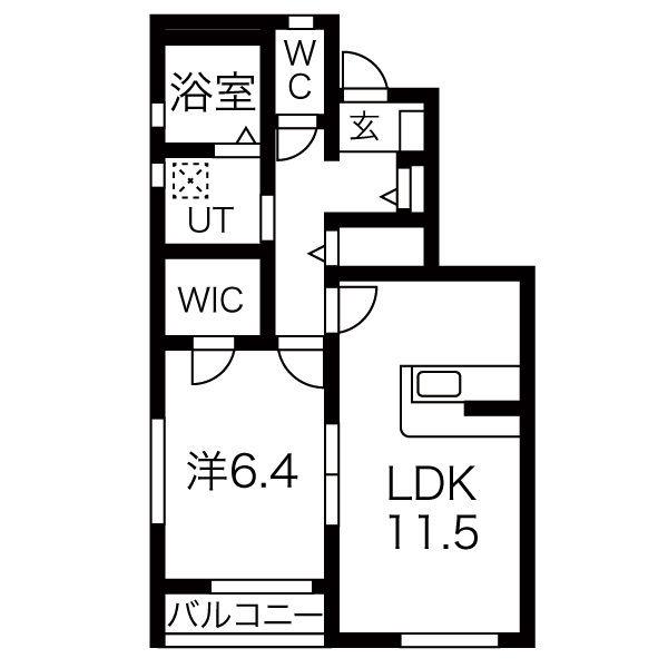リジェール松波(1LDK/1階)の間取り写真