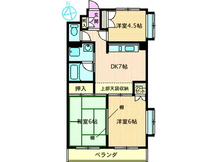 スカイヒル 山崎(3DK/4階)の間取り写真