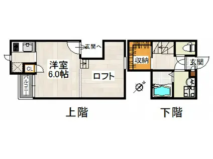 CB南柏ニュクス(1K/2階)の間取り写真