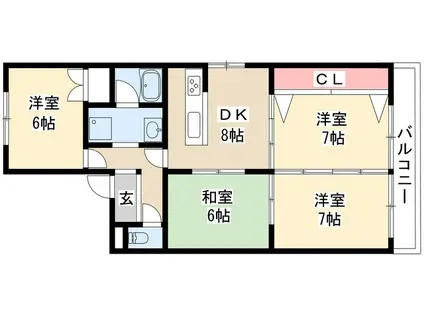 本山マンション(3LDK/3階)の間取り写真