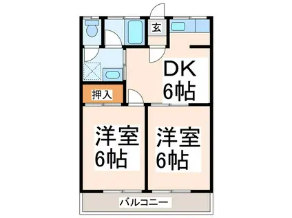 飽田ハイツ(2DK/1階)の間取り写真