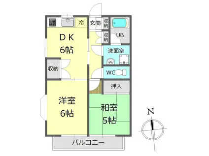 プリムヴェール(2DK/2階)の間取り写真