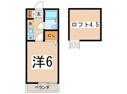 ボヌール三番館(1K/2階)の間取り写真