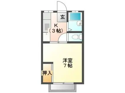 ジュネス蔵王(1K/2階)の間取り写真