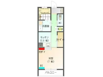 すまいる17番館(1K/1階)の間取り写真