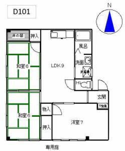 リバーシティ杉森D(3LDK/1階)の間取り写真