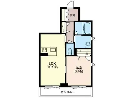 フローラ新松戸D(1LDK/2階)の間取り写真