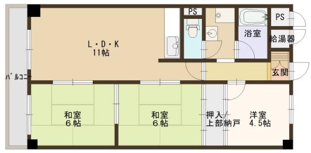エバーグリーン車崎(3LDK/8階)の間取り写真