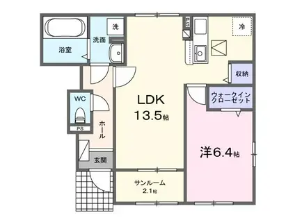 スロープ ケイプ 押田II(1LDK/1階)の間取り写真