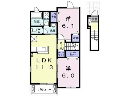 まりばさみII(2LDK/2階)の間取り写真