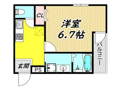 フジパレス立花駅西II番館(1K/3階)の間取り写真