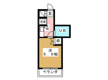 シャトレ武蔵野(1K/2階)の間取り写真