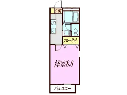 東武東上線 志木駅 徒歩8分 2階建 築14年(1K/1階)の間取り写真