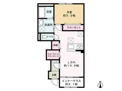 ORANGE VILLA 堀溝(1LDK/1階)の間取り写真