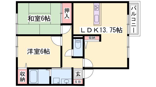 ルミエール御立(2LDK/1階)の間取り写真