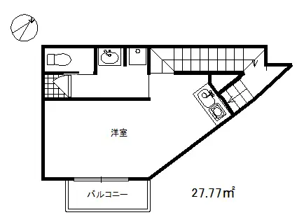 ウォークワンミニッツ岡本(ワンルーム/3階)の間取り写真