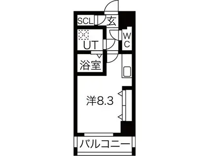 レジデンシア泉II(ワンルーム/2階)の間取り写真