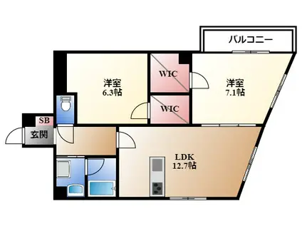 ベルカーサ西大須(2LDK/5階)の間取り写真