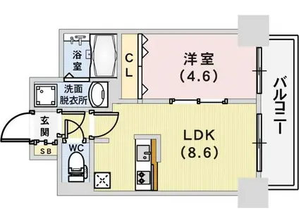 アドバンス三宮IIライズ(1LDK/8階)の間取り写真