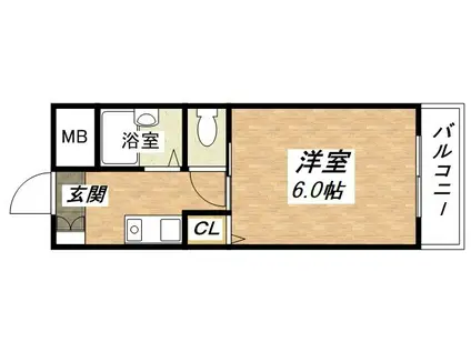 キンキ加美ハイツ(1K/3階)の間取り写真