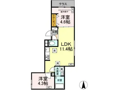 グラナーデ北小岩(2LDK/1階)の間取り写真