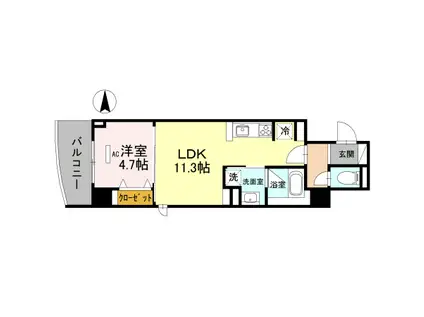 DTOWER 芥川(1LDK/6階)の間取り写真