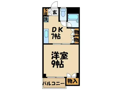 ハイム川原(1DK/2階)の間取り写真