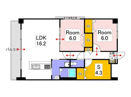 クレール今 ウエスト(2SLDK/6階)の間取り写真