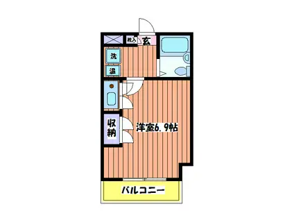 トーシンハイツ立川柴崎町(ワンルーム/2階)の間取り写真
